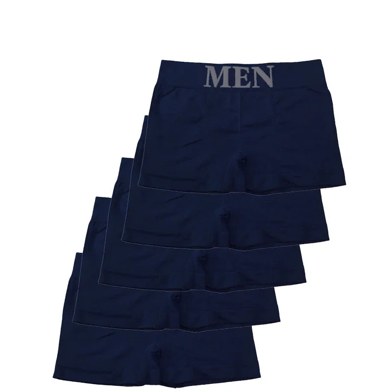 5PCS Men’s High Elastic Breathable Boxer Briefs Comfortable Soft Underwear Solid Color Panties for Daily Wear