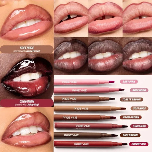 Matte Velvet Lipliner Pencil Red Nude Contour Tint Lipstick Waterproof Lasting Non-stick Cup Moisturising Lip Contour Pen Makeup