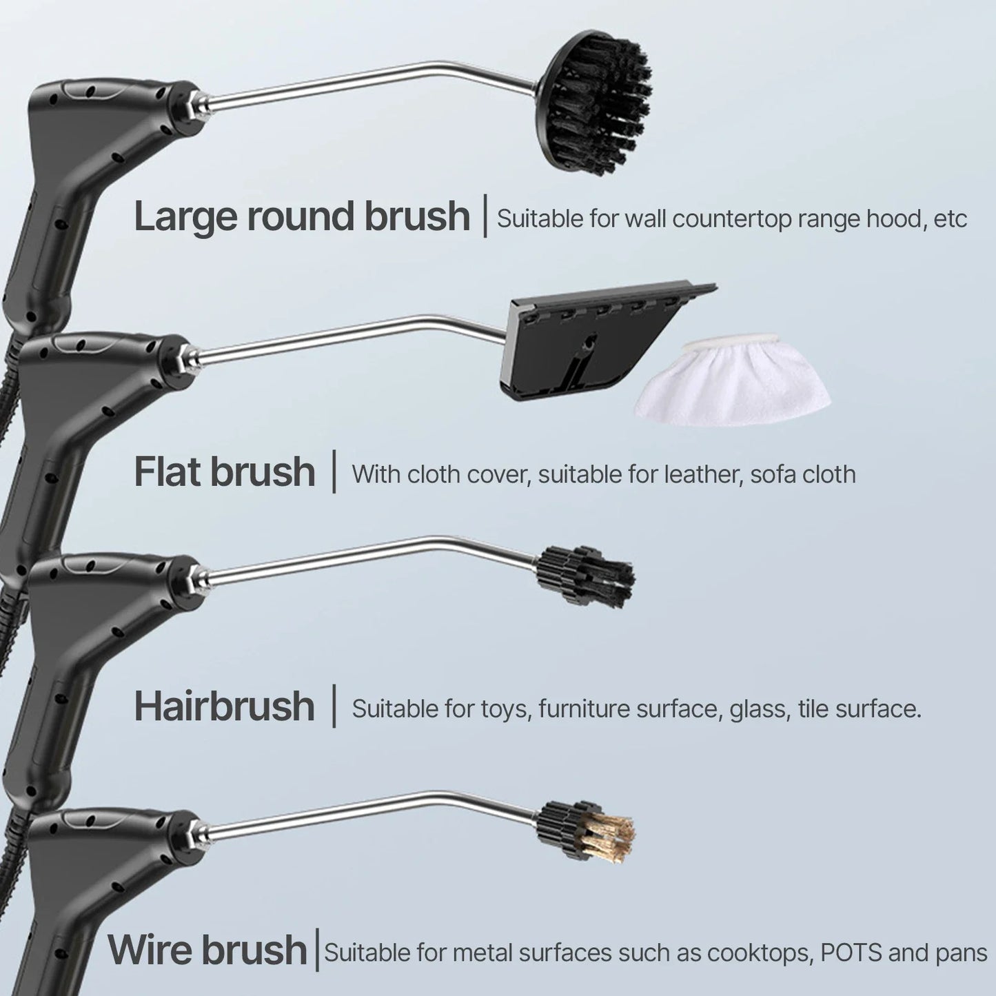 Handheld Steam Cleaner 6 Levels Adjustable 105℃/221℉ Deep Cleaning Steamer 1200ml Water Tank High Temp Steam Cleaning Machine