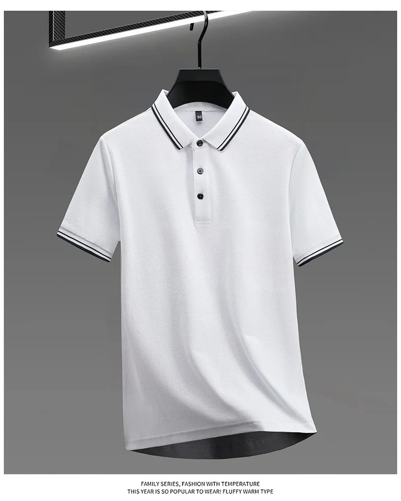 100% pure cotton men's polo shirt summer fashion casual short sleeved comfortable luxury new simple solid color lapel T-shirt