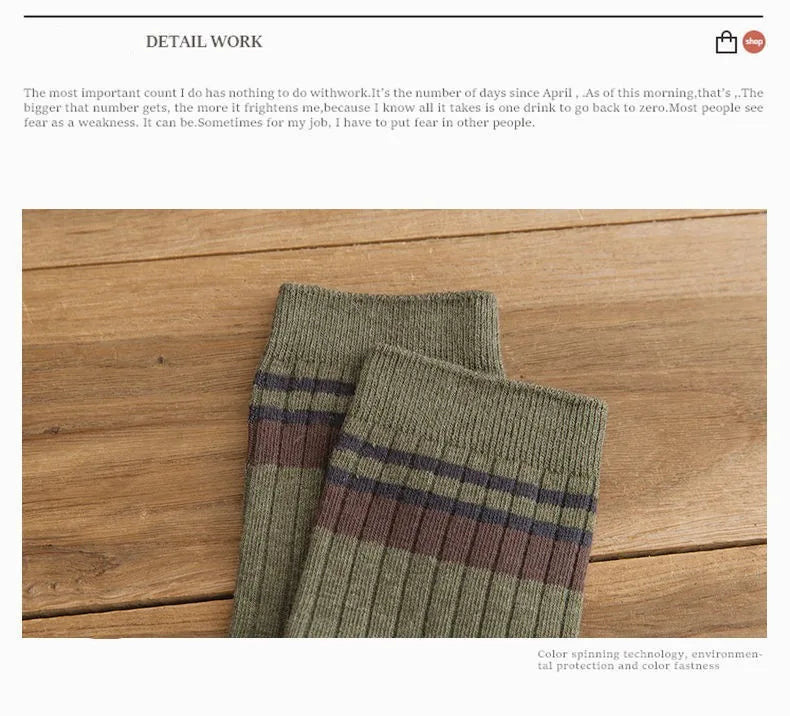 7 Pairs of Men's Striped Socks Fashionable Casual Socks High Quality Harajuku Retro Socks for Men Large Size Long Socks