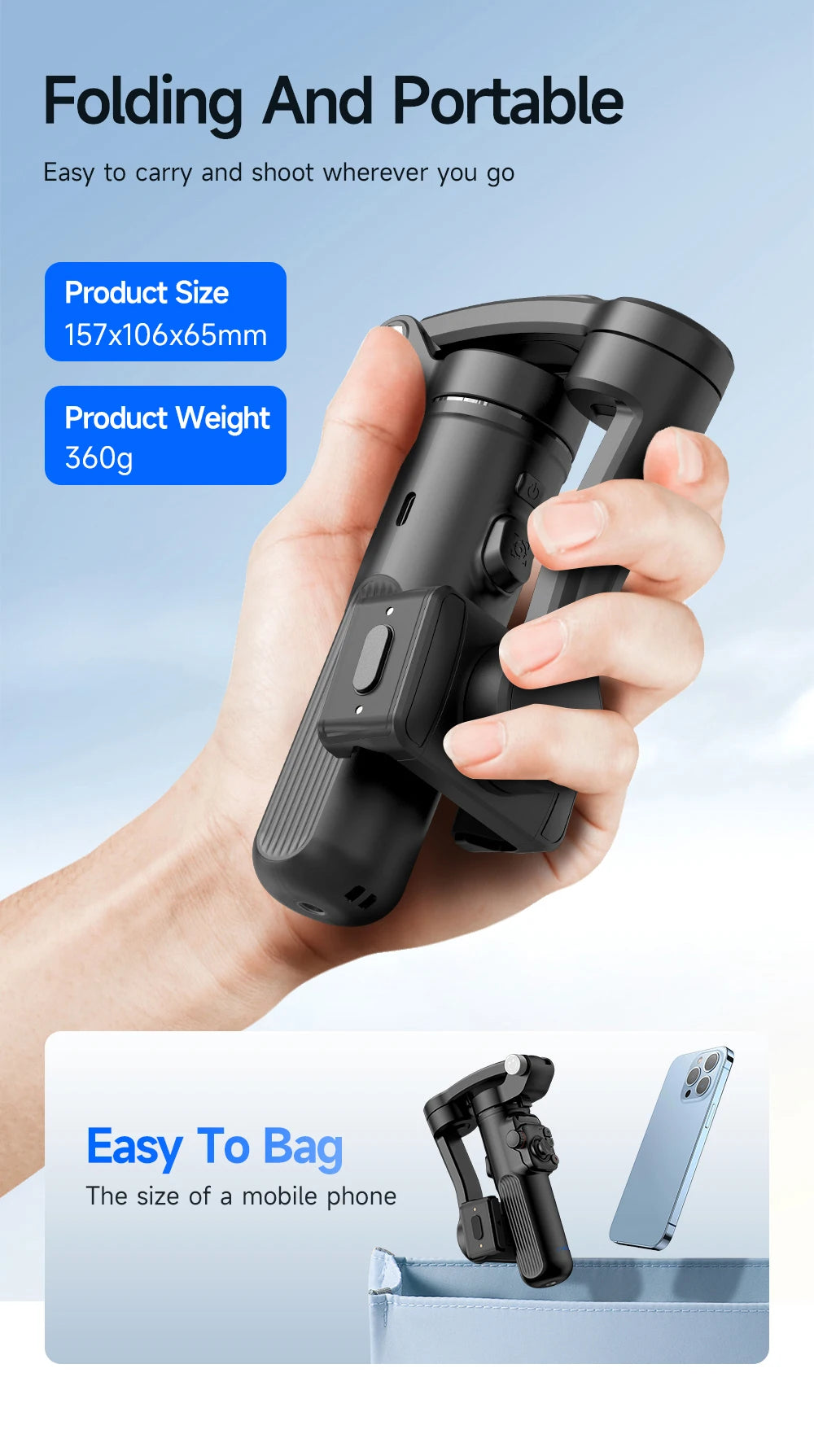 BAFANG New Product M02 Intelligent 3-Axis Stabiliser AI Auto Tracking Gimbal with Magnetic Remote Control Multi-Mode Shooting