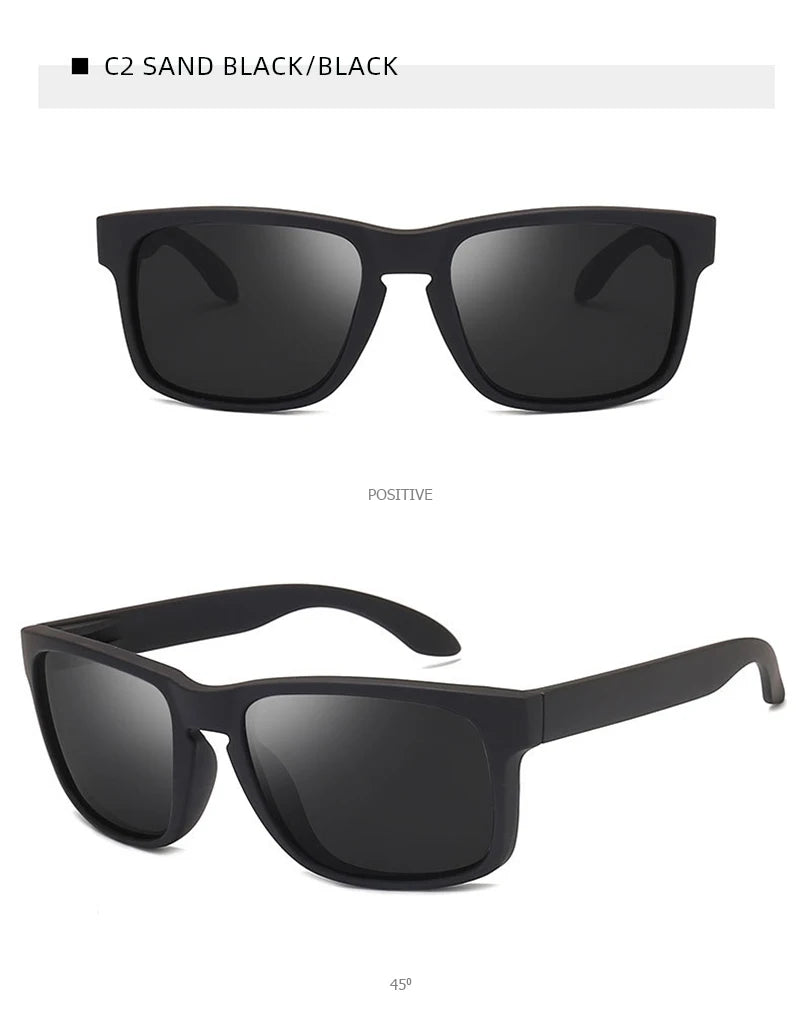 Classic Fashion Square Polarized Sunglasses Men Vintage Plastic Male Sun Glasses Women Stylish Black Outdoor Sports Shades UV400