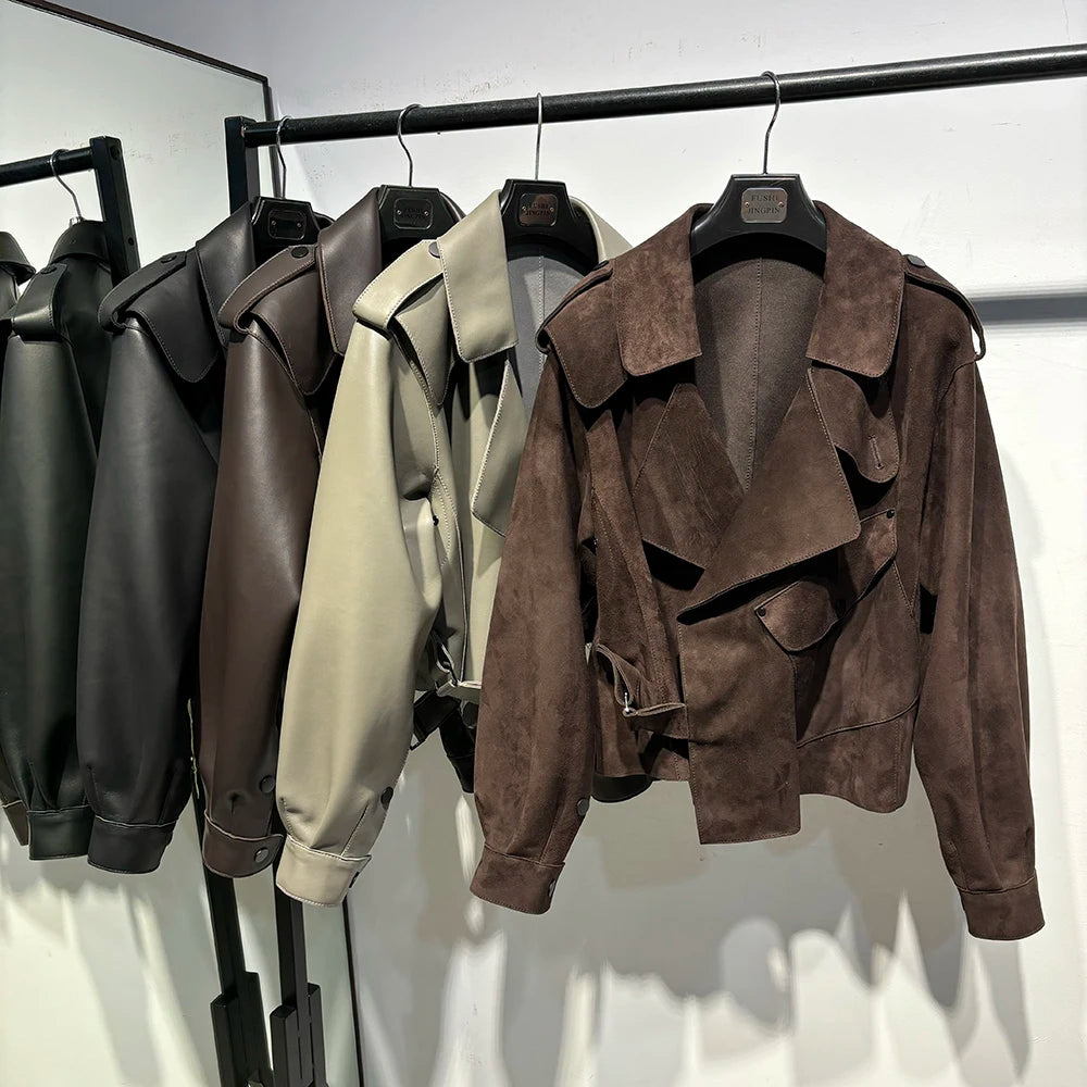 YOLOAgain Oversized Real Leather Jacket Women Sheepskin Coat