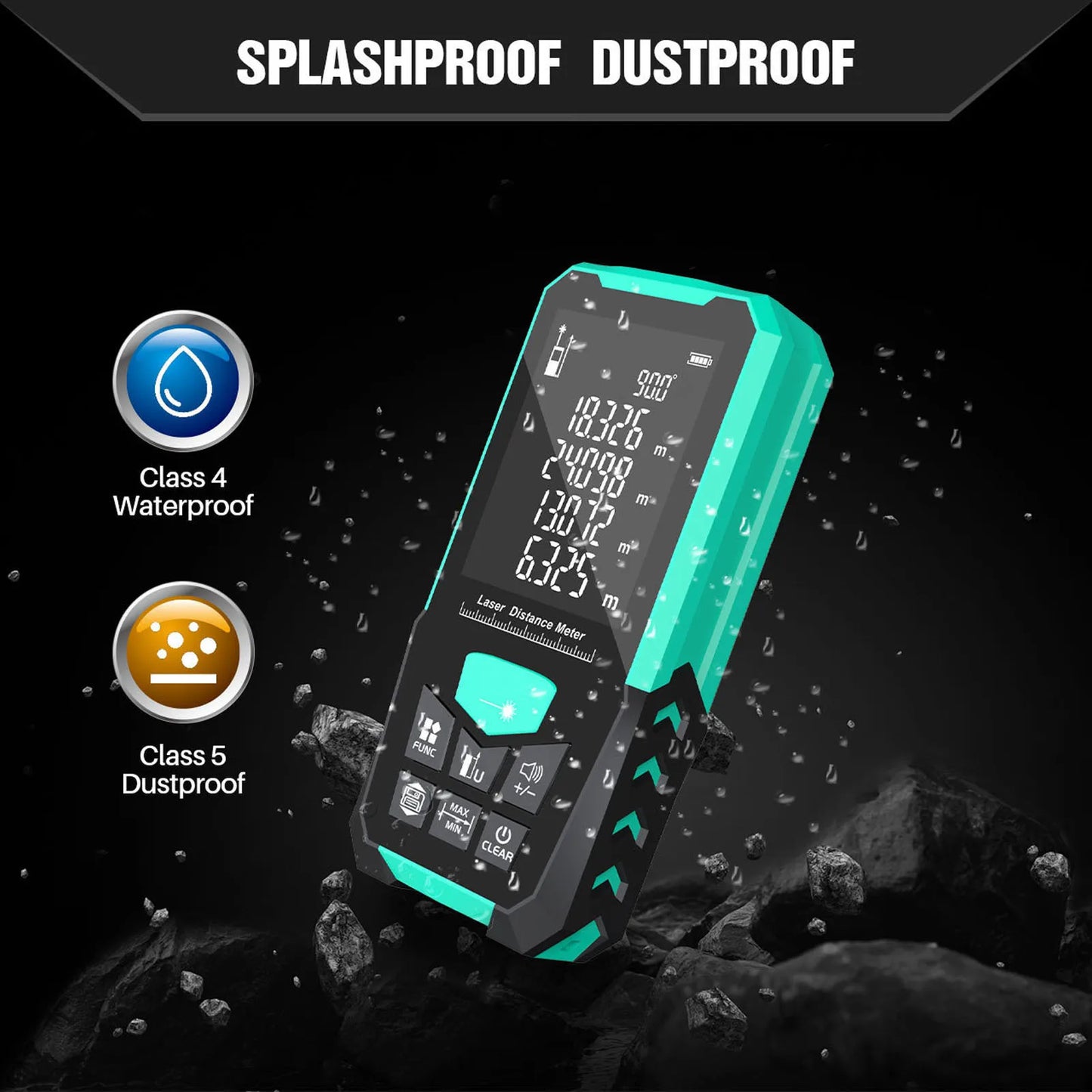 Distance Measure Large Backlit Display Meter 50M Compact Measurement Tool Device USB Rechargeable Voice Broadcast Distance Meter