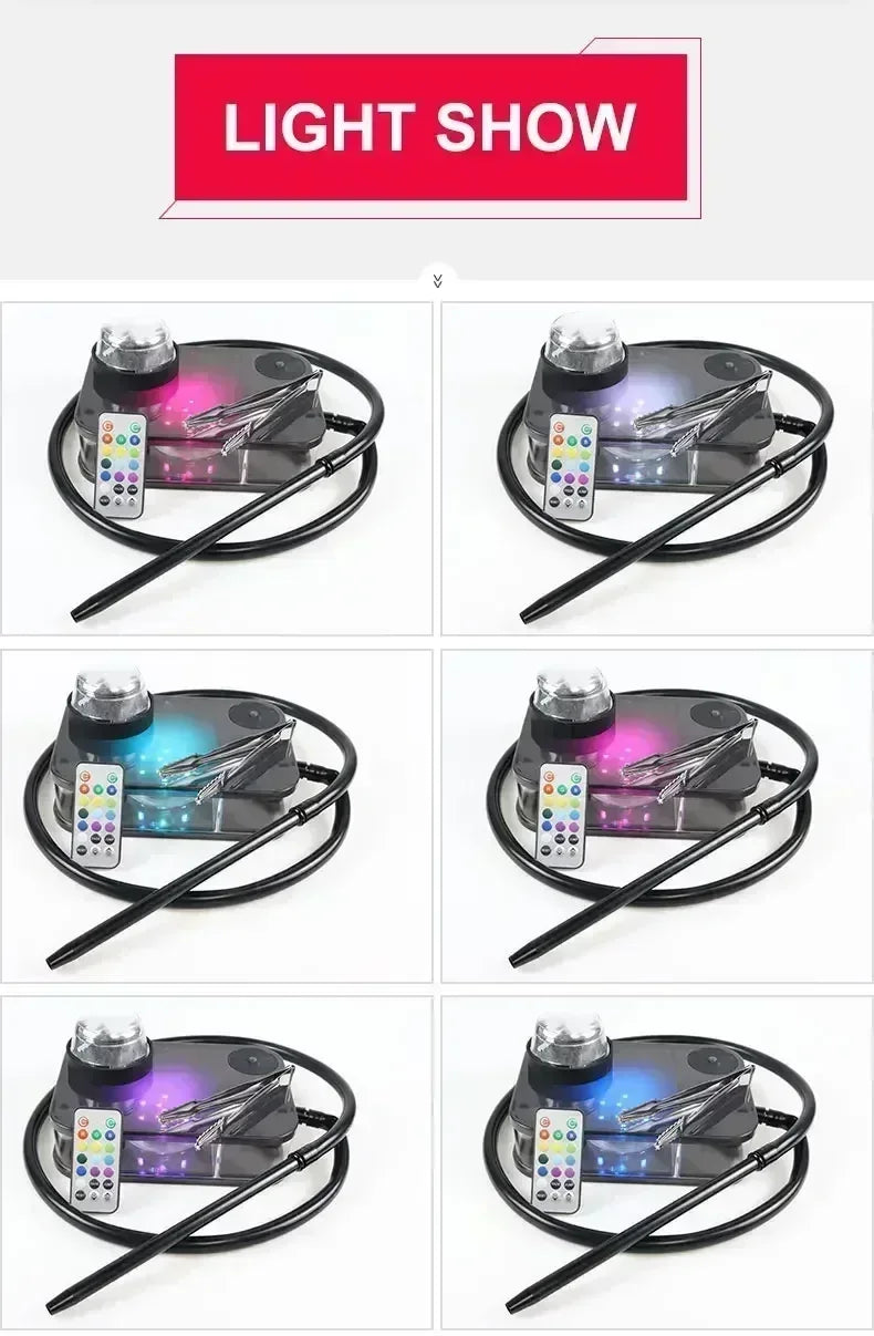 Acrylic Hookah with LED Light Shisha Box Nargile Sheesha Narguile Chicha Cachimbas Water Pipe Shisha Hookah Set Accessory
