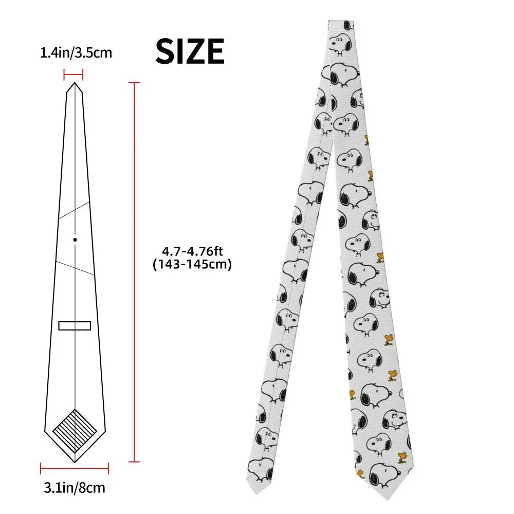 Snoopys & Woodstock Smile Giggle Laugh Neckties Silk 8 cm Neck Tie for Mens Shirt Accessories Cravat Wedding Accessories Office
