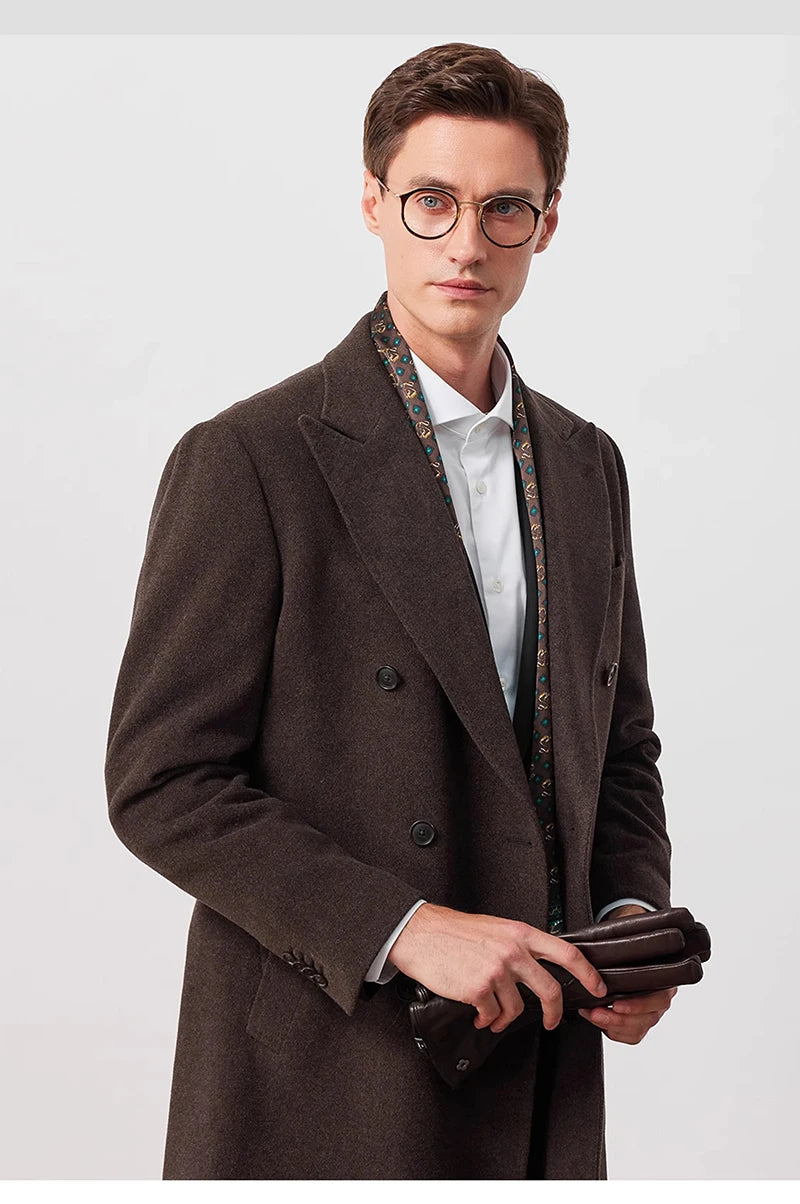 High-end 100% Double-sided Wool Men's Coat with a Suit Collar - Classic Style, Elegant Outfit for Business Casual Wear, Soft