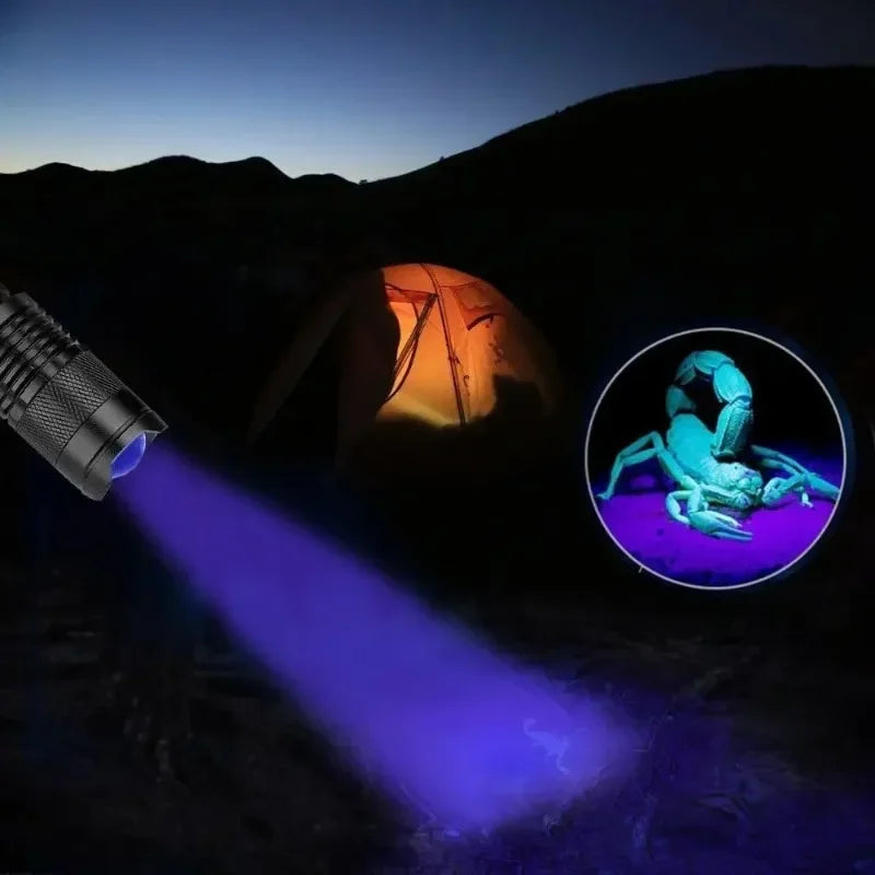 Portable LED UV Flashlight Ultra Violet Torch Zoomable 395/365nm Waterproof Inspection Lamp Pet Urine Stain Detector Lamp Tools