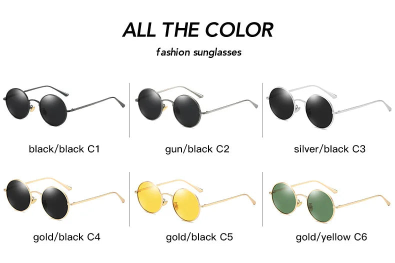 Men Polarized Sunglasses Retro Punk Style Metal Small Round Frame Sunblock Sun Glasses Drive Sports Outdoor Travel Eyewear T251