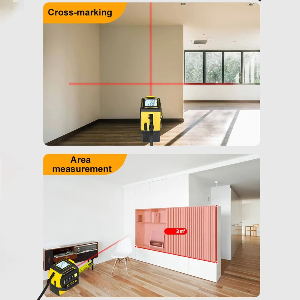 5m Measuring Tape 40-100m Distance Laser Rangefinder Infrared Electronic Ruler Cross Line USB Rechargeable bluetooth Drawing
