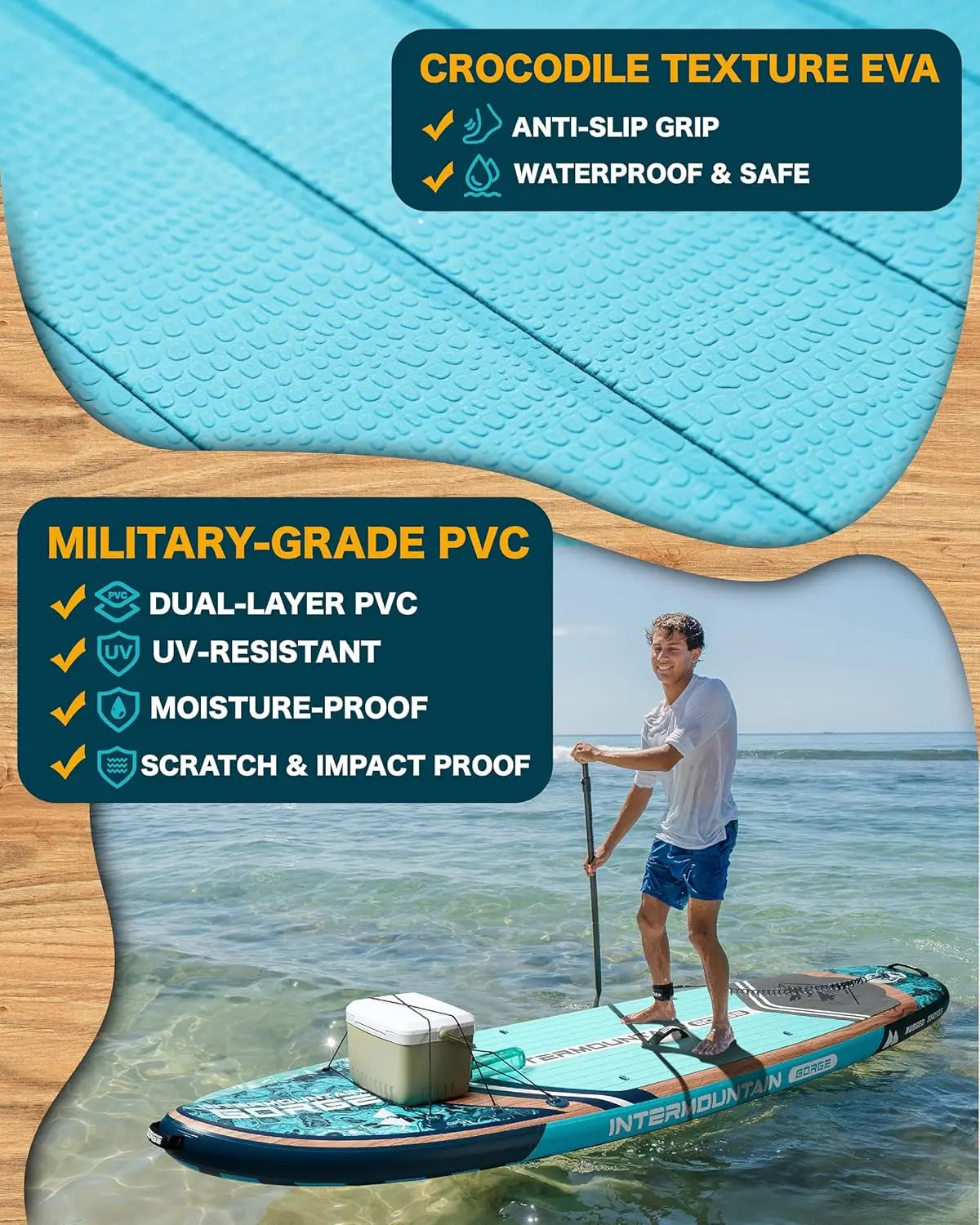 SKATINGER 11'x34''x6'' Inflatable Paddle Board for Adults Waterproof Standing Style SUP Board with Accessories for Aquatic
