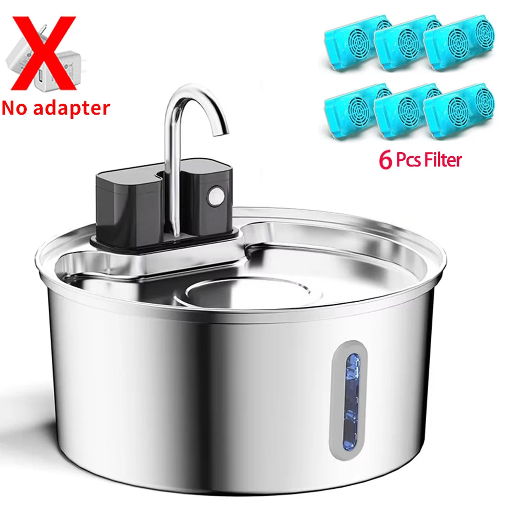 Stainless Steel Wireless Cat Water Fountain 4000mAh Pet Water Dispenser For Dog Cat Infrared Sensor Smart Pet Drinkier Fountain