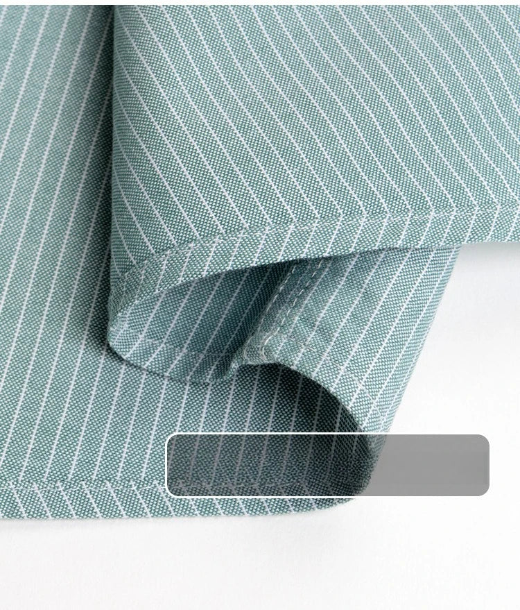 Men's 100% Cotton Oxford Shirt - Breathable Vertical Stripe Slim Fit with  Wrinkle-Resistant Long Sleeve for Business Casual