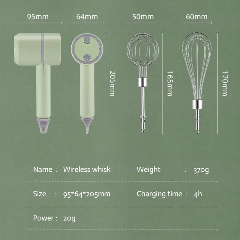Portable Electric Food Mixer Wireless Hand Blender 3 Gear Speeds High Power Dough Blender Egg Beater Baking Kitchen Mixer Tools