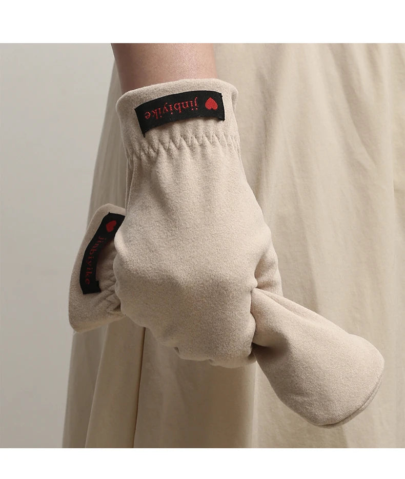Mittens male warm cycling driving cold students windproof elastic winter thin velvet lovers all refer to female Half round glove