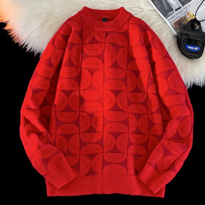 Wool Solid Sweater Long Sleeve Round Neck Fashion Knitted Pullover Coat Autumn Sweatshirt Warm Casual Men Thick New Jacket Tops