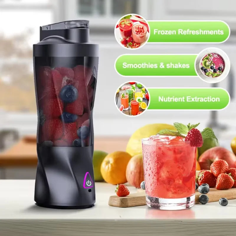 2025 Portable Mini Blender Personal Smoothie Maker For Milkshakes Juices And Shakes Compact Multi-Functional Black Juicer