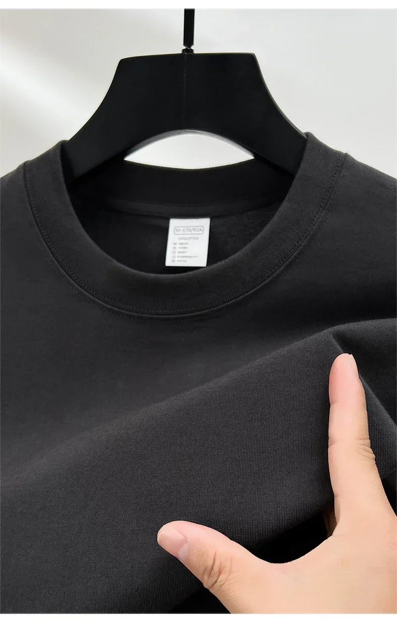 Summer  100% Pure Cotton Men's Short Sleeve Round Neck Fashionable Style Half Sleeved Top Breathable T Shirt Short Sleeve