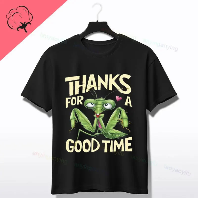 Praying Mantis Insects Bug Love Praying Mantis- Retro T-Shirt 100% Cotton Short Sleeve O-neck Tee Humor Style Design Casual Wear