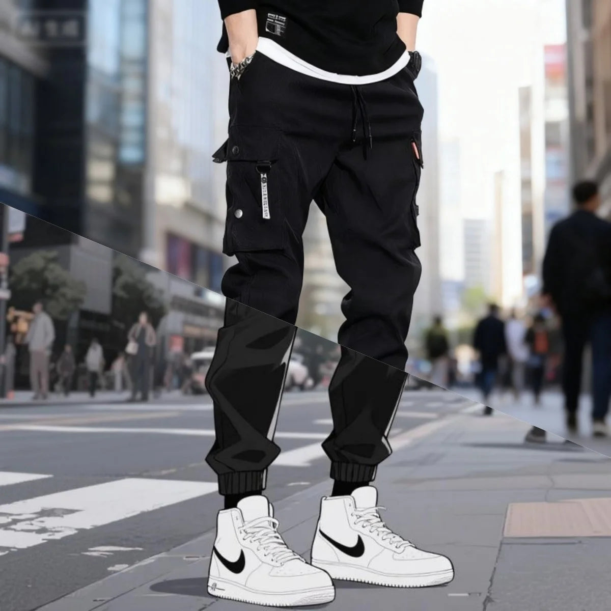 Men's Pants Fashionable Casual Jogging Pants 2025 Street Wear Workwear Pants Men's Multi Pocket Pants Fitness Men Sports Pants
