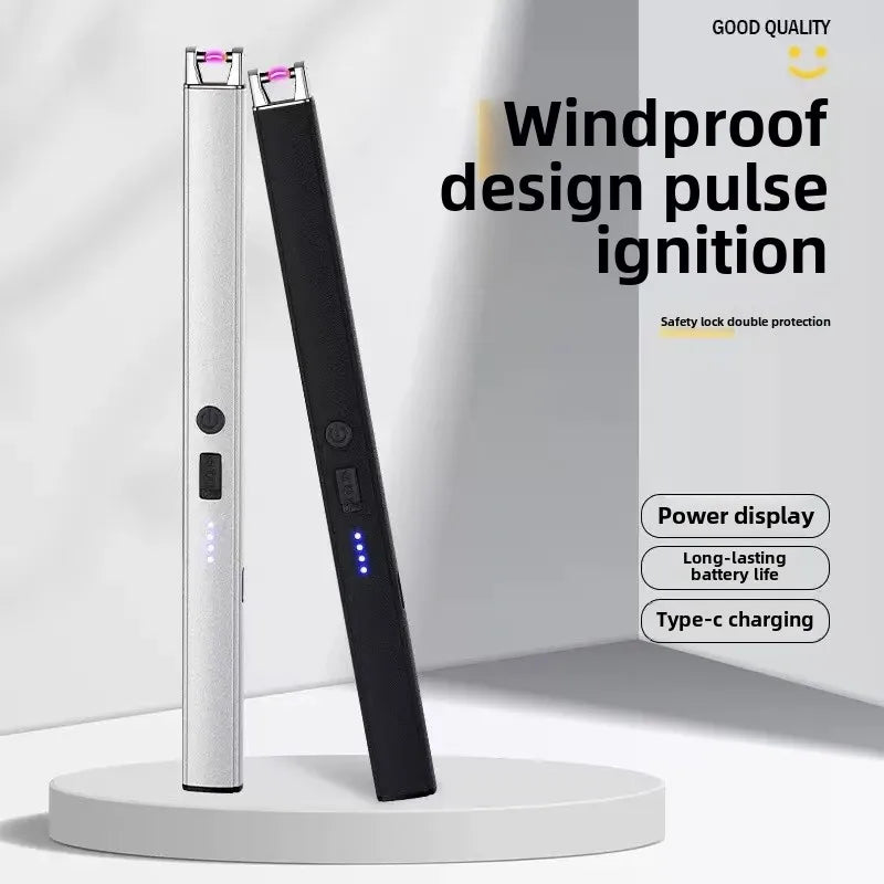 Outdoor Barbecue USB Arc Lighter Rechargeable Long Kitchen Gas Stove Lighter Windproof Plasma Arc Flameless Lighter