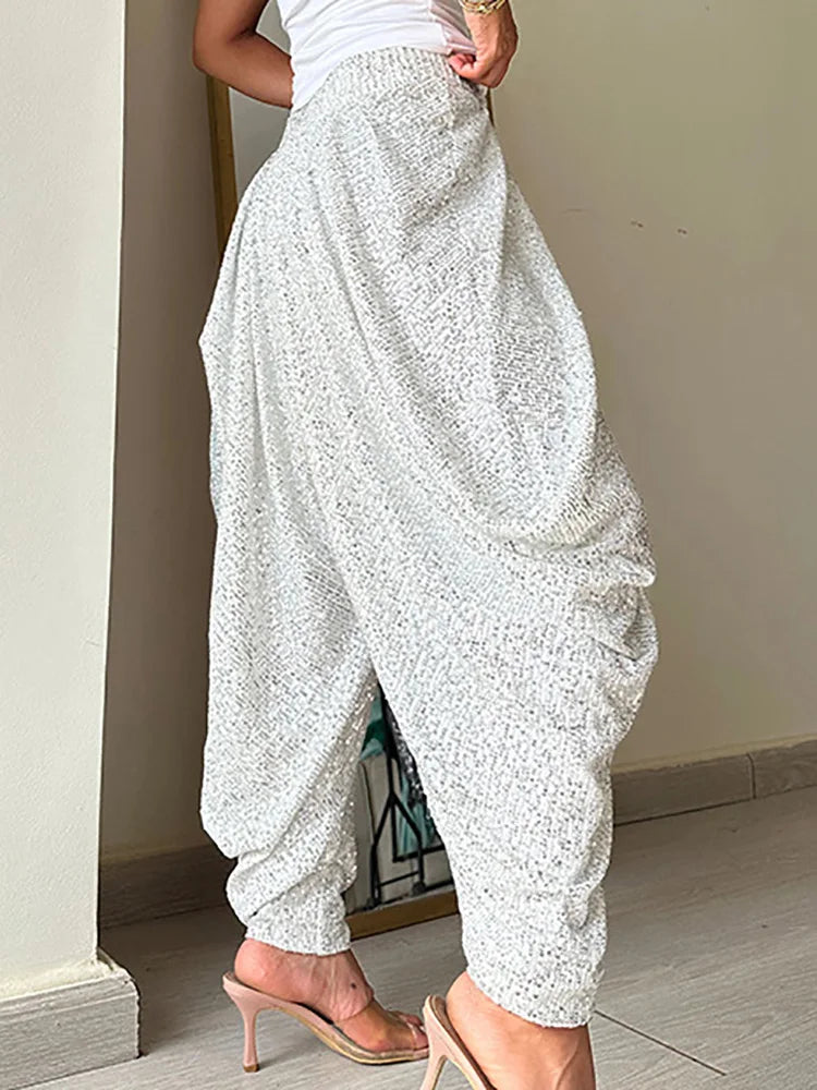 Full Sequined Patchwork Women Solid Pants 2024 Spring Summer Female Casual Pants Loose Fit All Match Lady Elastic Waist Bloomers