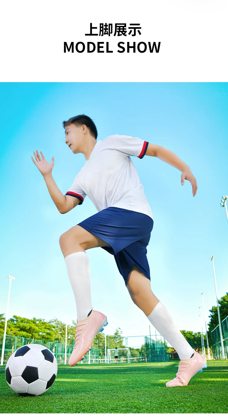 New Men's Soccer Shoes Professional Football Boots Non-Slip Cleats FG/TF Grass Outdoor Training Athletic Sneakers