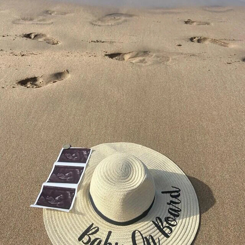 Baby on Board hat summer beach pool Pregnancy announcement new mom Mommy to be baby shower decoration gift present Photo props