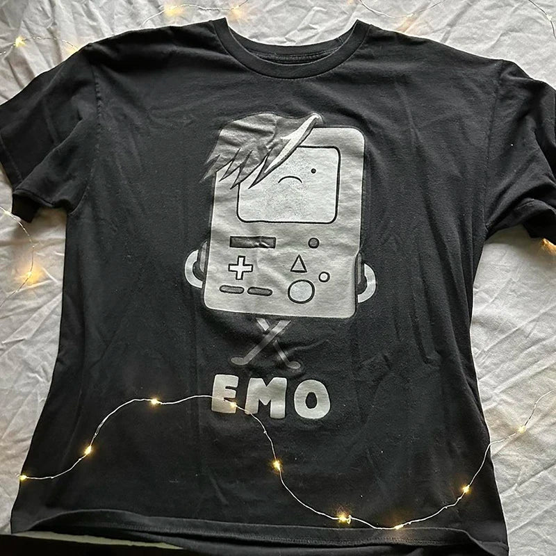 Summer Emo girls Y2k style clothes Harajuku print grunge Short Tops women's 90s T-shirts Fashion Goth Baby Tees Crop Tops 2000s