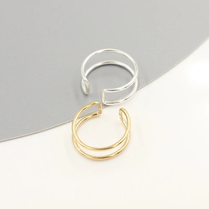 Sterling Silver Double Layer Adjustable Rings for Women, Boho Jewelry, Minimalist Knuckle Ring