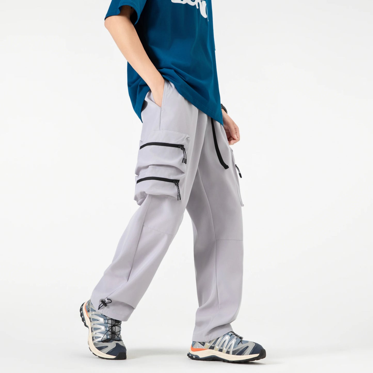 Men's high-end pants, trendy and versatile, cool and stylish teenage down pants, American straight-leg casual workwear pants