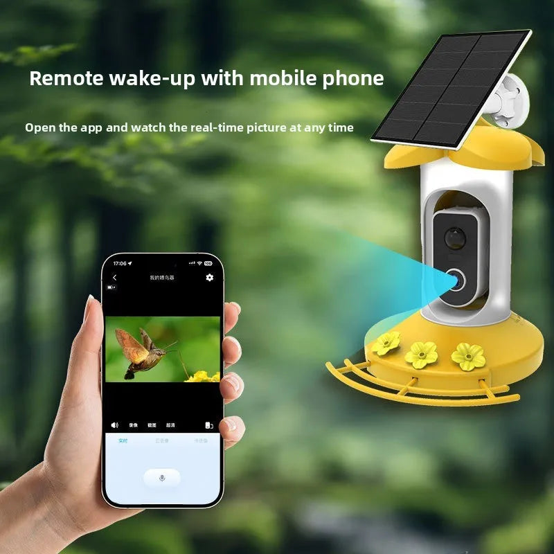 Intelligent Bird Feeder Camera Solar-powered Wide-angle High-definition  Outdoor Real-time Monitoring Pet Supplies Accessories
