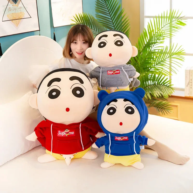 26-70cm Anime Crayon Shin-chan Doll Plush Red Blue Hoodies Detachable Collection Kawaii Stuffed Toys Dolls Bedroom Decoration