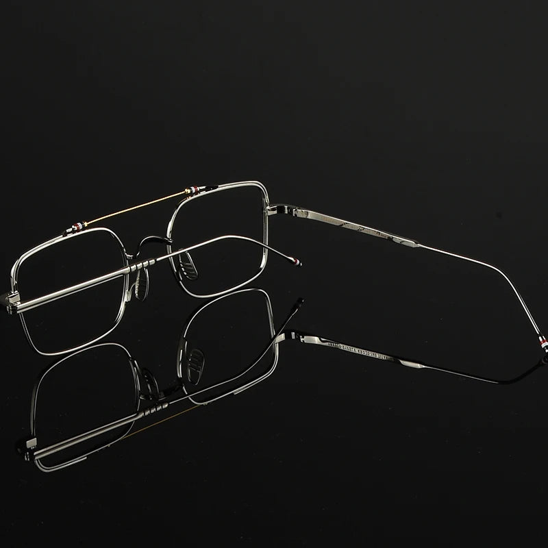 Double-beam Square Spectacle Frame TB909 Pilot Women's Glasses Frames Pure Titanium Eyeglass Frames Men's Glasses Frames Fashion