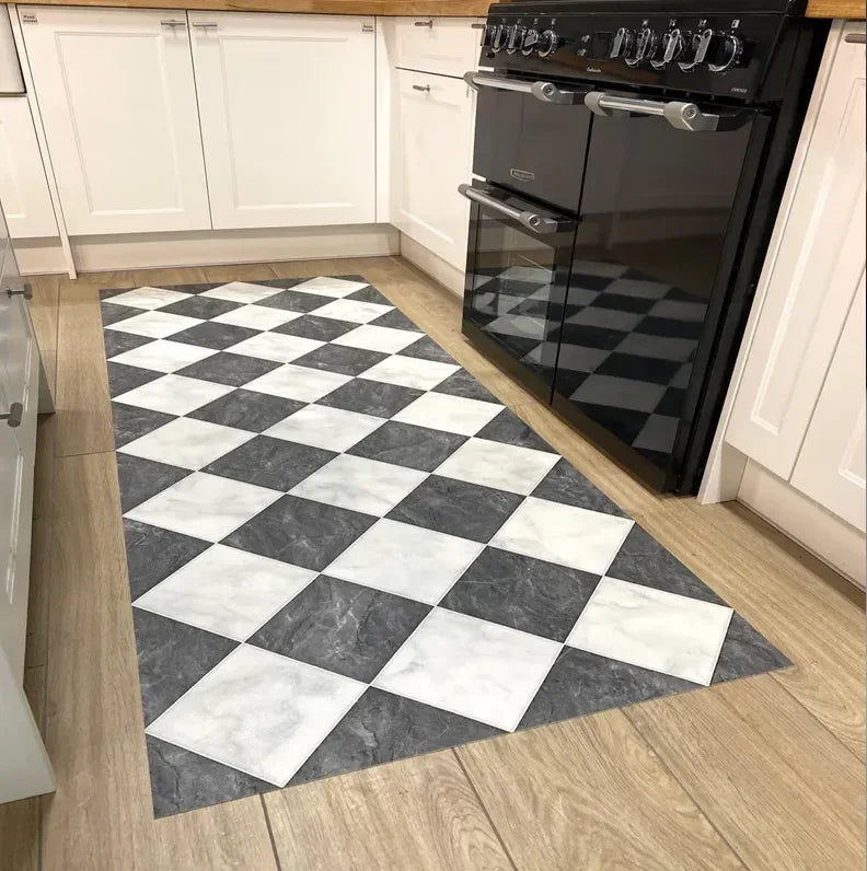 Marble Rug Runner Modern Non-Slip Entryway Decor Tile Design for Kitchen Hallway and Dining Room Floors Home Decoration Carpets