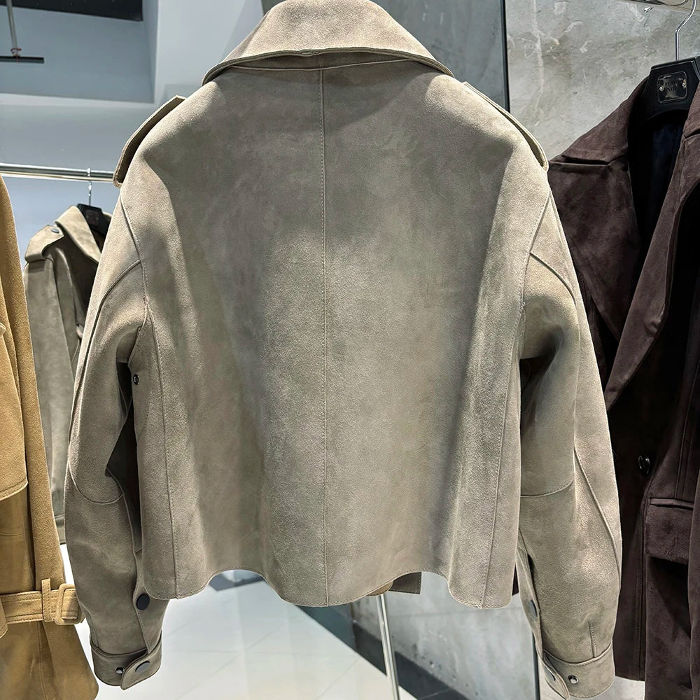 YOLOAgain Oversized Real Leather Jacket Women Sheepskin Coat