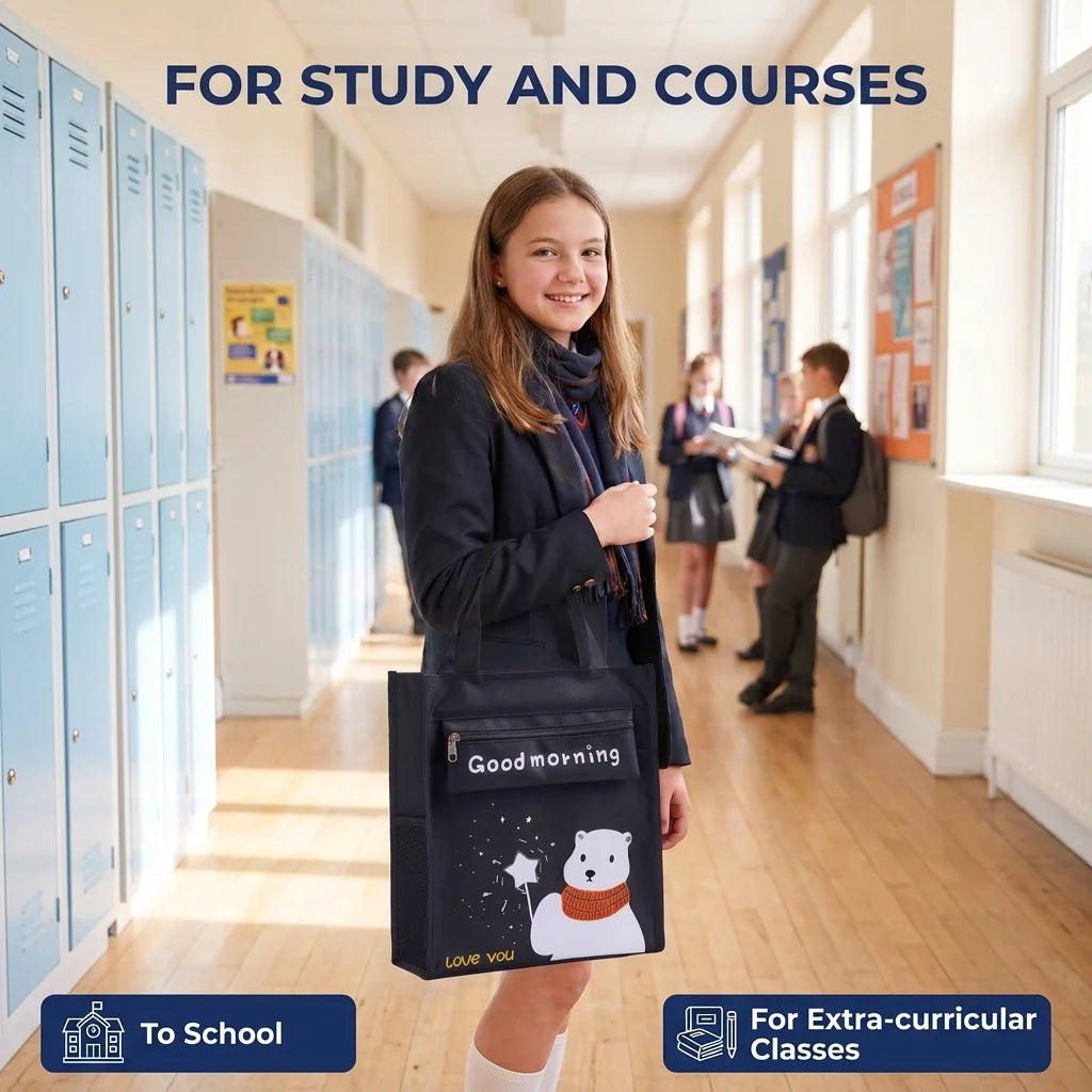 School Tote Bag Large Capacity A4 Book Handbag Oxford Waterproof Student Tutoring Bag Document Storage Bag For Boys Girls