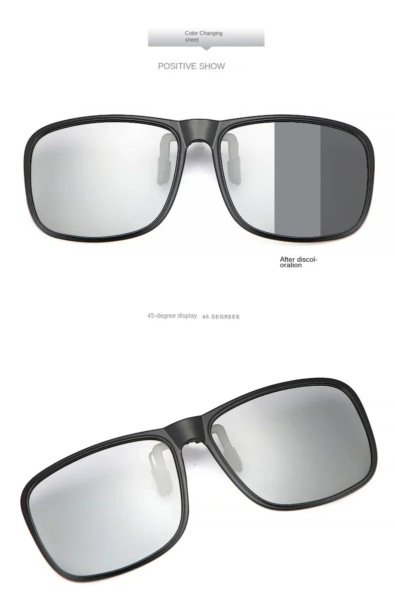 Polarized Flip Up Clip on Sunglasses for Driving Dark UV400 Photochromic Anti Glare Lens MyopiaSun Glasses Car Driver Очки