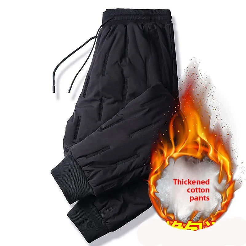 Men's down Pants Winter Outdoor Wear Thickened Large Size High Waist Warm Cold Proof Windproof Cotton Pants Harlan Style