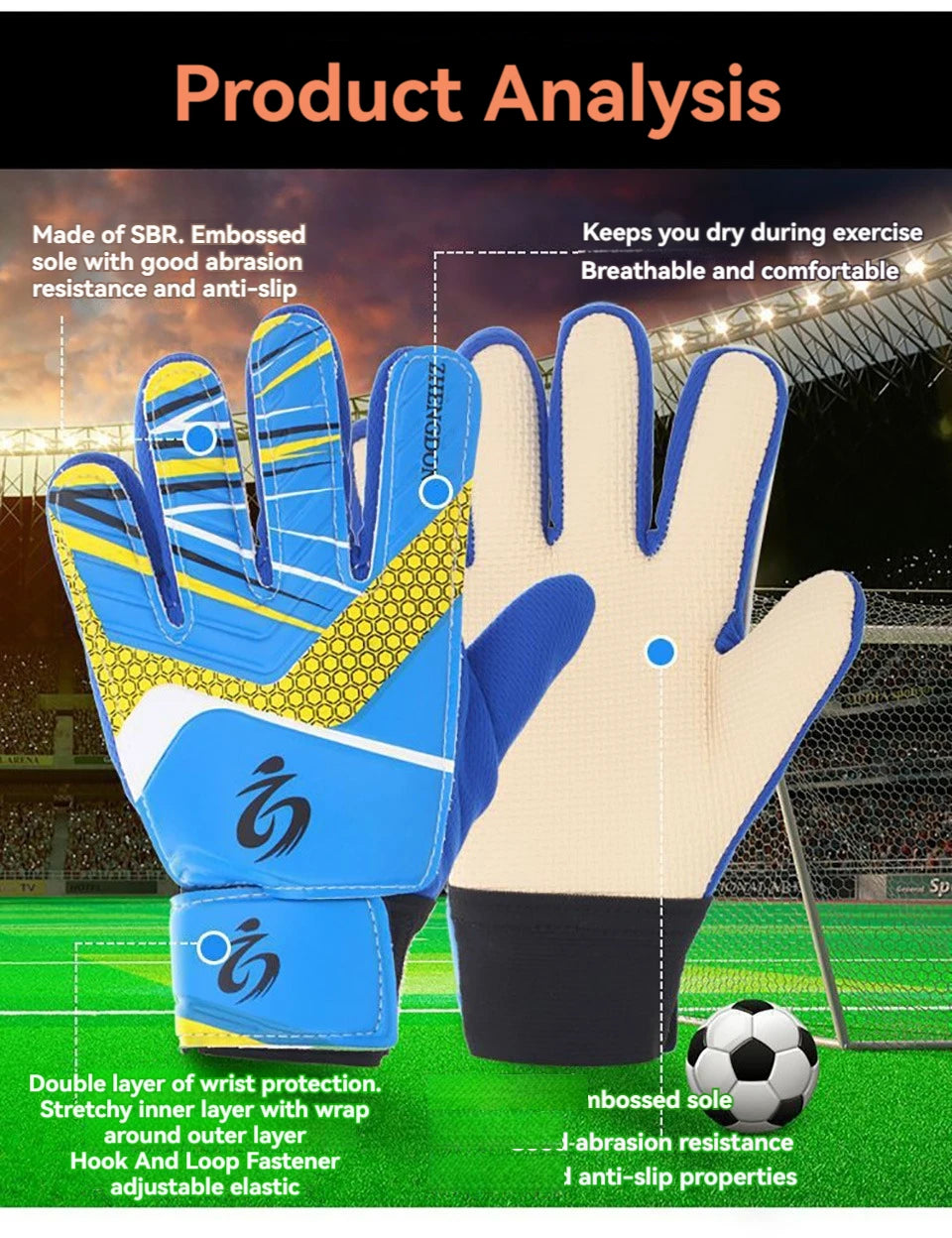 Loogdeel Football Goalkeeper Gloves Finger Protect Thickened Anti-slip Wear-resistant Adult Child Soccer Training Sports Gloves