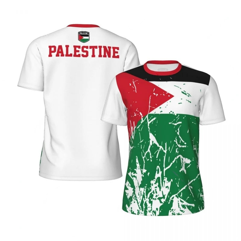 Palestine Flag Football T Shirts For Men Fashion Summer National Emblem 3D Printed Jersey Casual Quick Dry Breathable Tees Tops