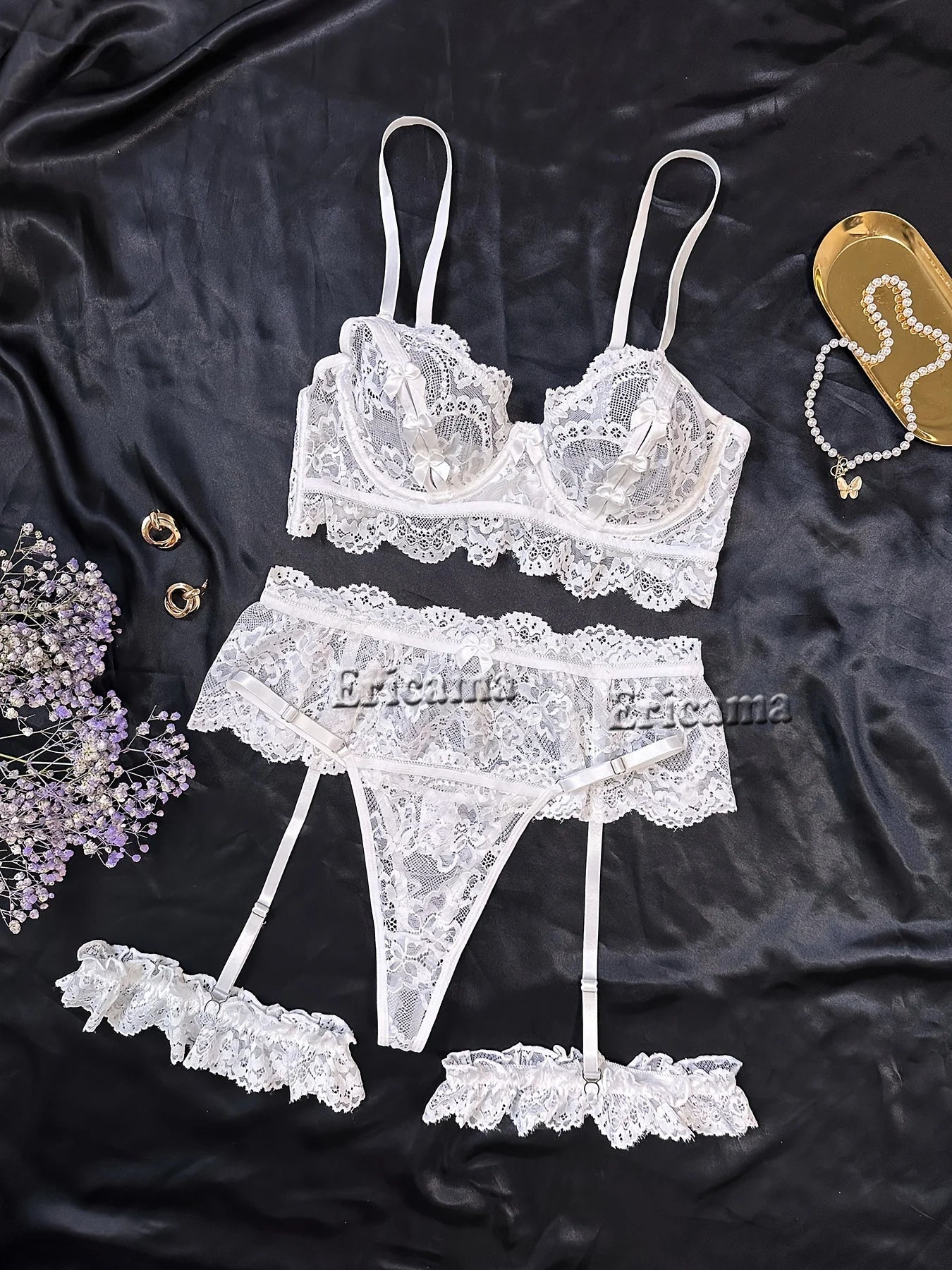 Lingerie Set Transparent Bra Set Hot Erotic Sexy Costumes Solid Color Underwear Seamless Bra Thong Garters Sexy Lingerie Sets