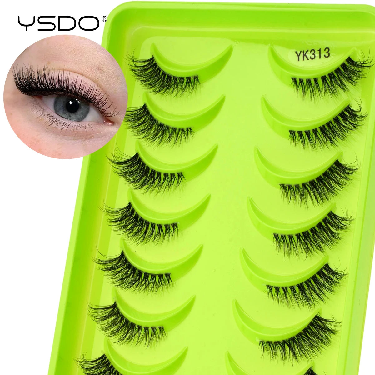 YSDO 3/7/10 Pair Half Eye Lashes Soft Natural Fake Lashes Look Short Wispy Clear Band Fox Eye Lash Faux 3d Mink Eyelashes Makeup
