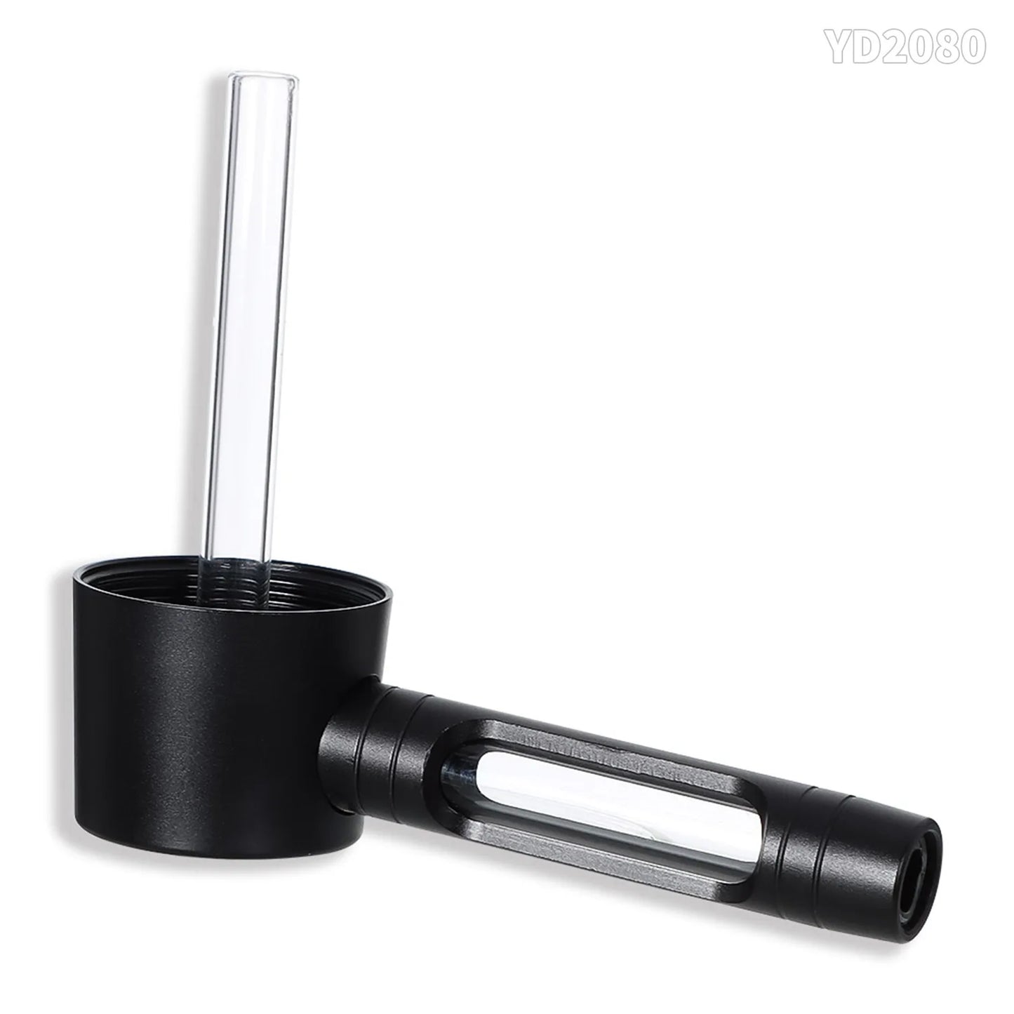 HOT Evil 155mm Dry Burning Grass Smoking Pipe Portable Aluminum Alloy&Glass Tobacco Pipes Hookah Shisha Pipa Smoking Accessories