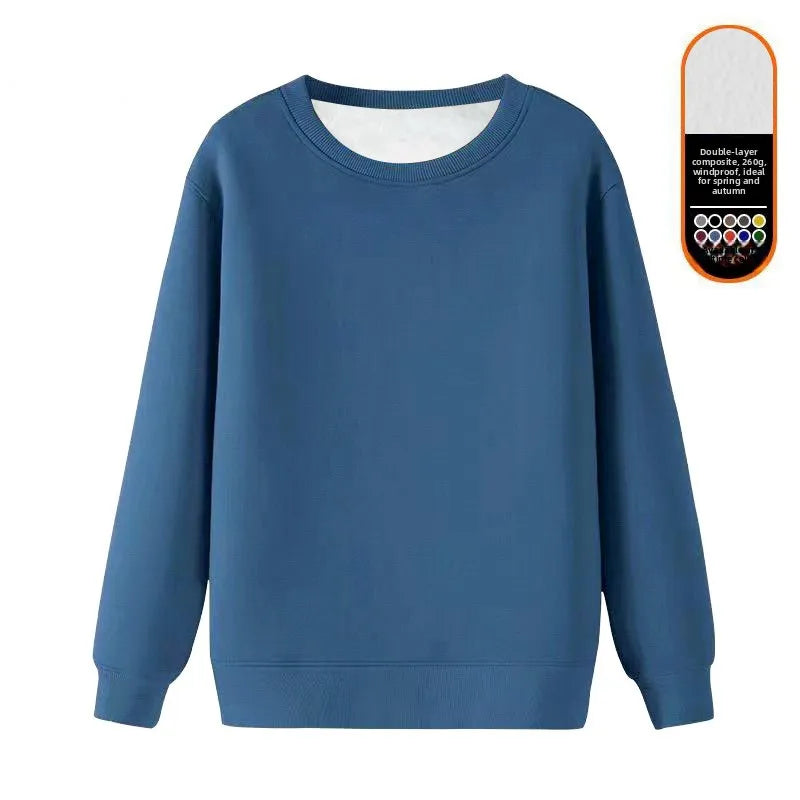 Men's Fleece Lined round Neck Sweatshirt Loose Long Sleeve T-Shirt Thickened Lamb Velvet Warm Winter Base Layer Shirt