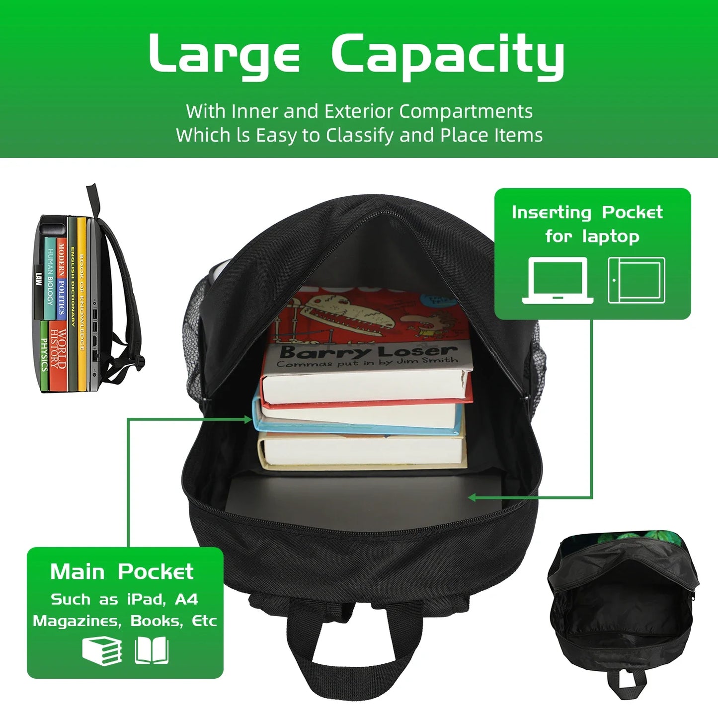 Cartoon Anime Game School Bag for Boy Girls Durable and Softback for Books Bag Italian Brainrot Children Backpack