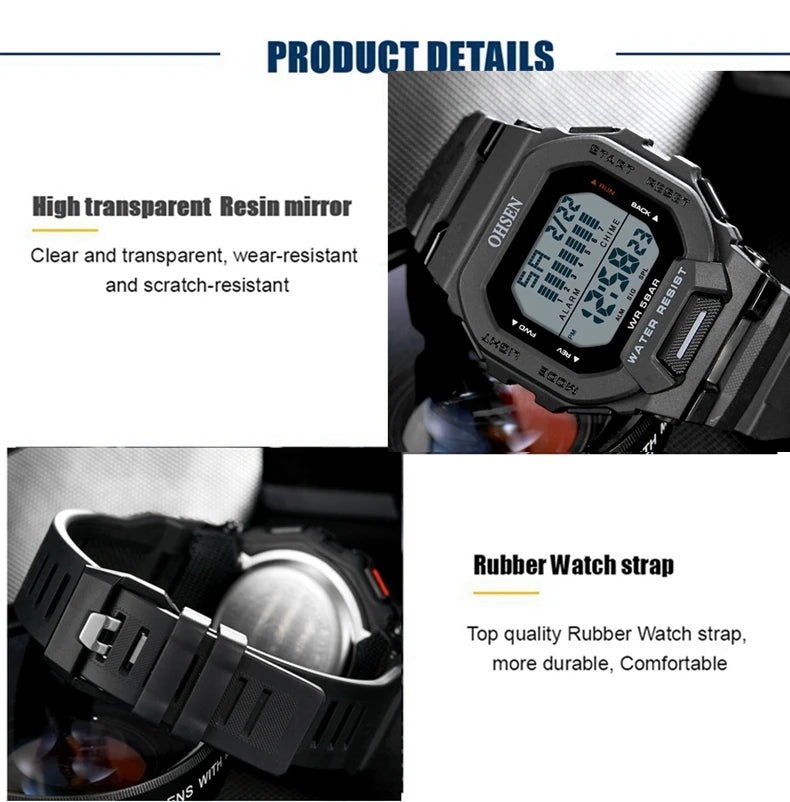 Outdoor Sport Watch for Men G Style Digital Mens Watches 50M Waterproof Green Hombre Male Tactical Electronic Wristwatch Gifts