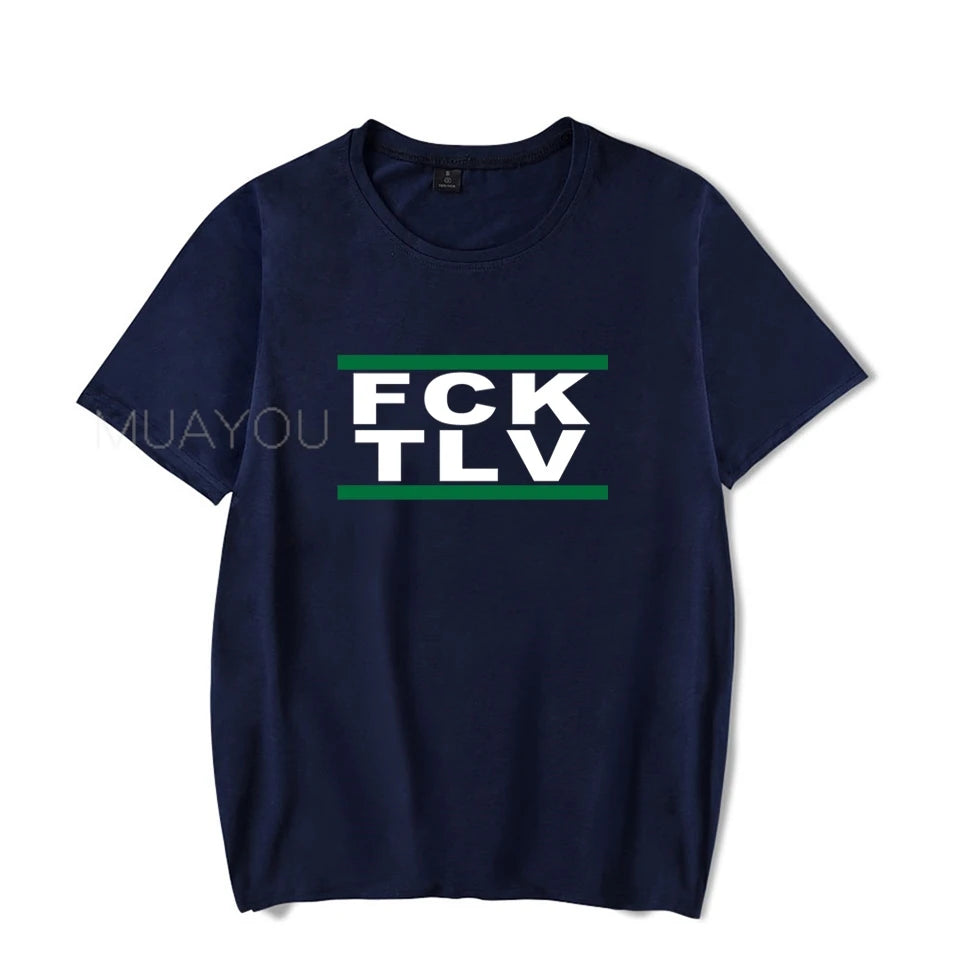 Summer Tops Printed FCK TLV T shirts Crew Neck Casual Tops Men Women Short Sleeve T-Shirt 4XL