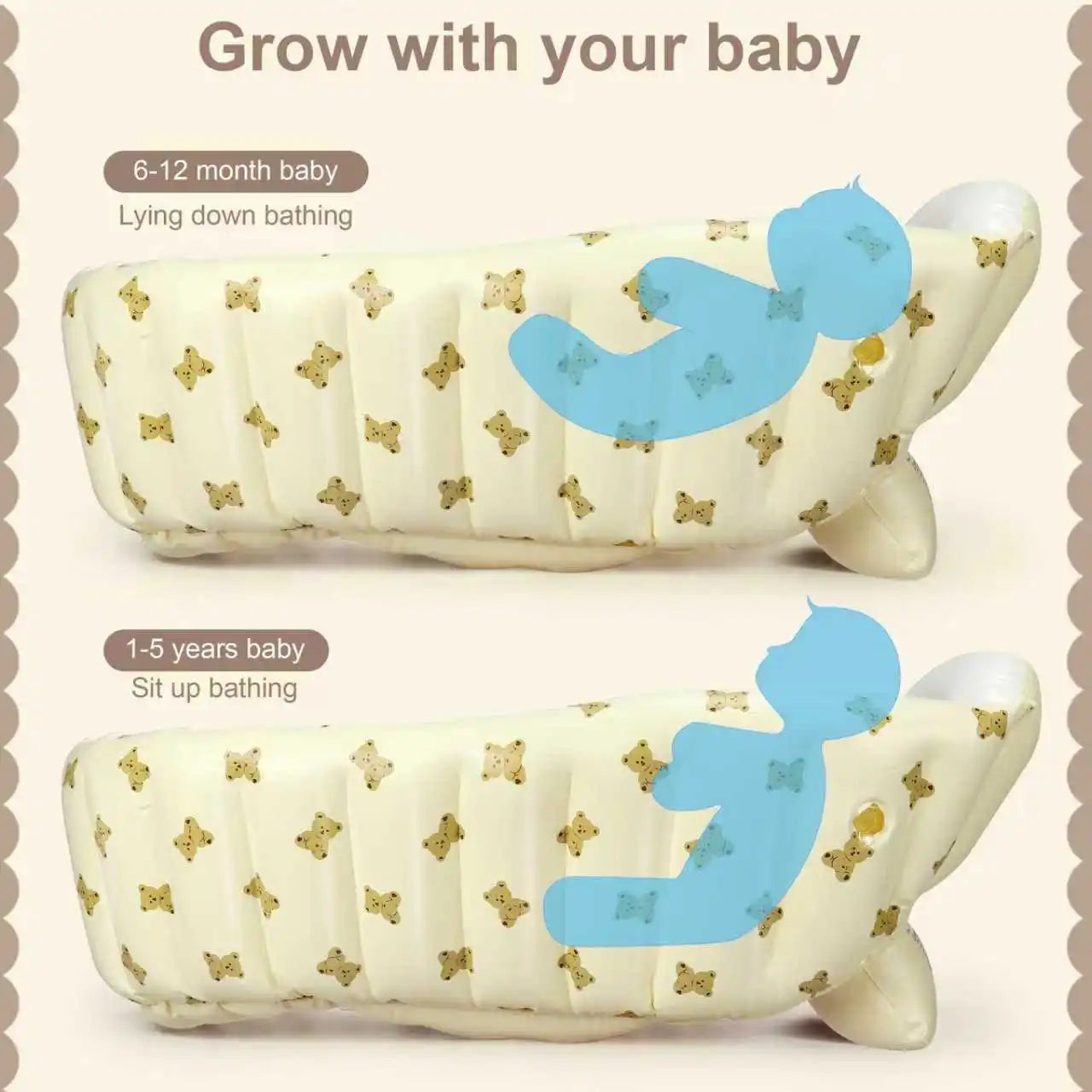 Baby portable shower basin, baby shower basin, household use, children can sit and lie down, foldable bathtub, inflatable bath b